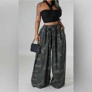 Camo wide leg pants